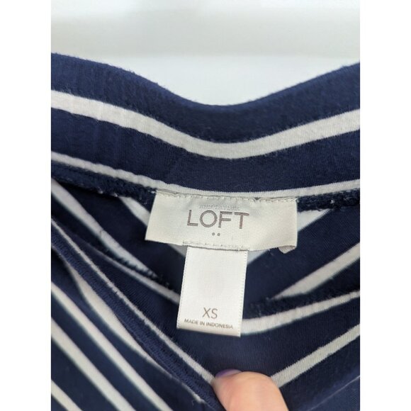 Navy Blue And White Chevron Stripe Maxi Skirt XS Ann Taylor LOFT - Picture 3 of 4